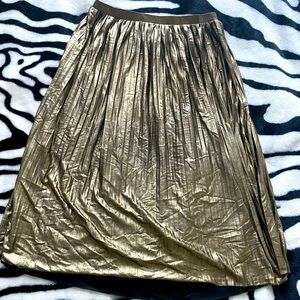 Pleated Gold Metallic Skirt